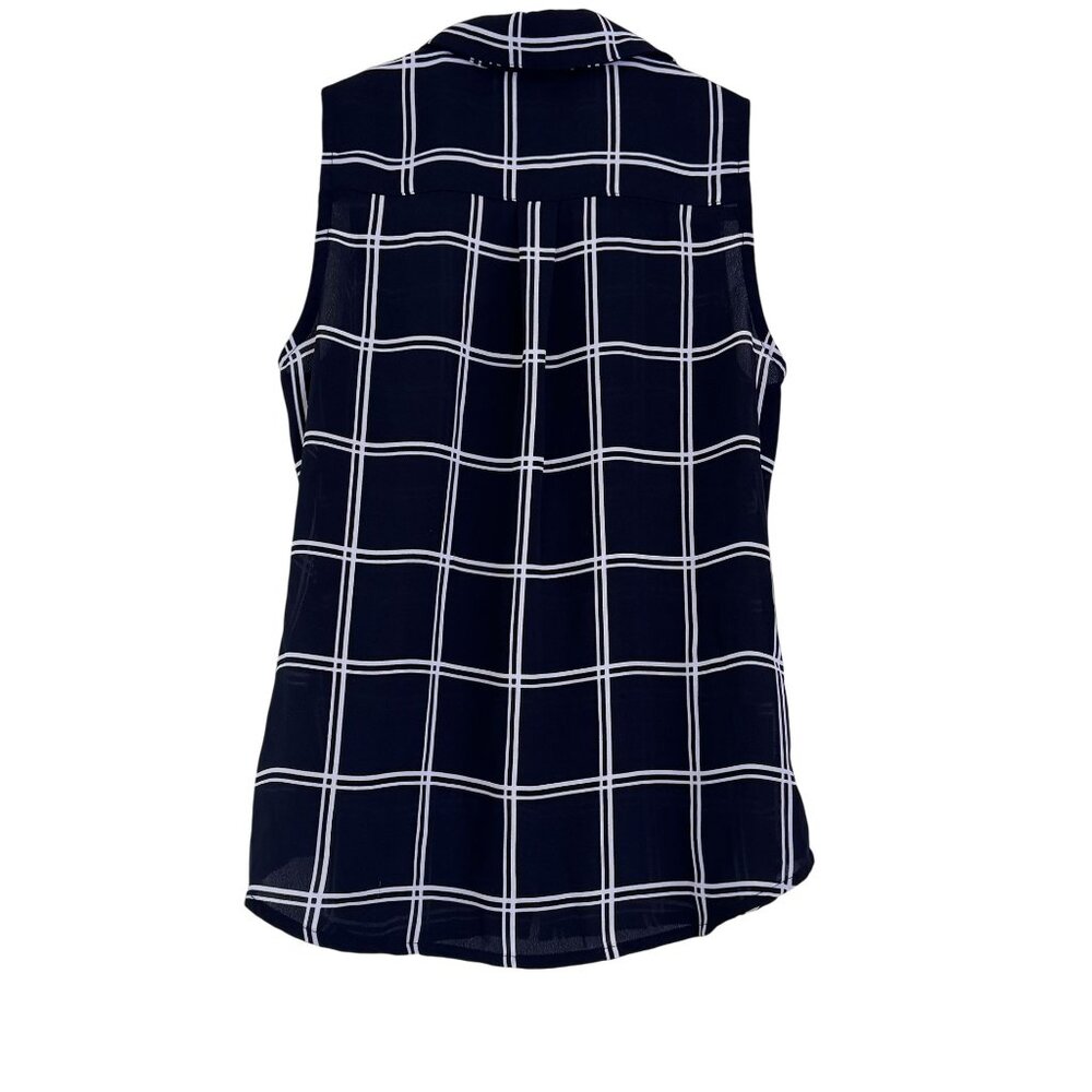 Banana Republic Women's Black Stripe Collared Button Up Sleeveless Shirt XXSP - Picture 2 of 7